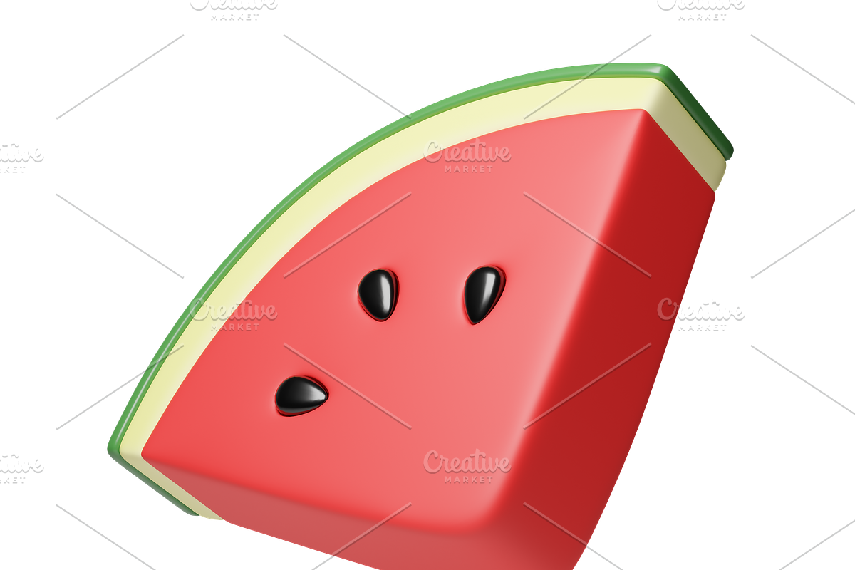 Cute 3D Watermelons icons, a Food & Drink 3D Model by Hannet (Photo 4 of 7)