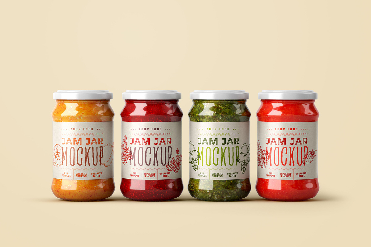 Jam Jar Mockup Set | Label Design, a Cups & Container Mockup by Deeplab (Photo 10 of 15)
