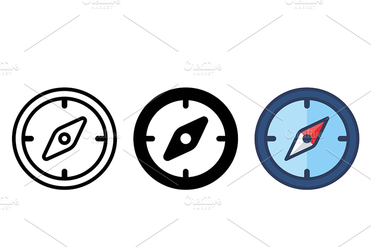 Stylized Compass Vector Icon Set, a Solid Icon by Artonix (Photo 2 of 2)