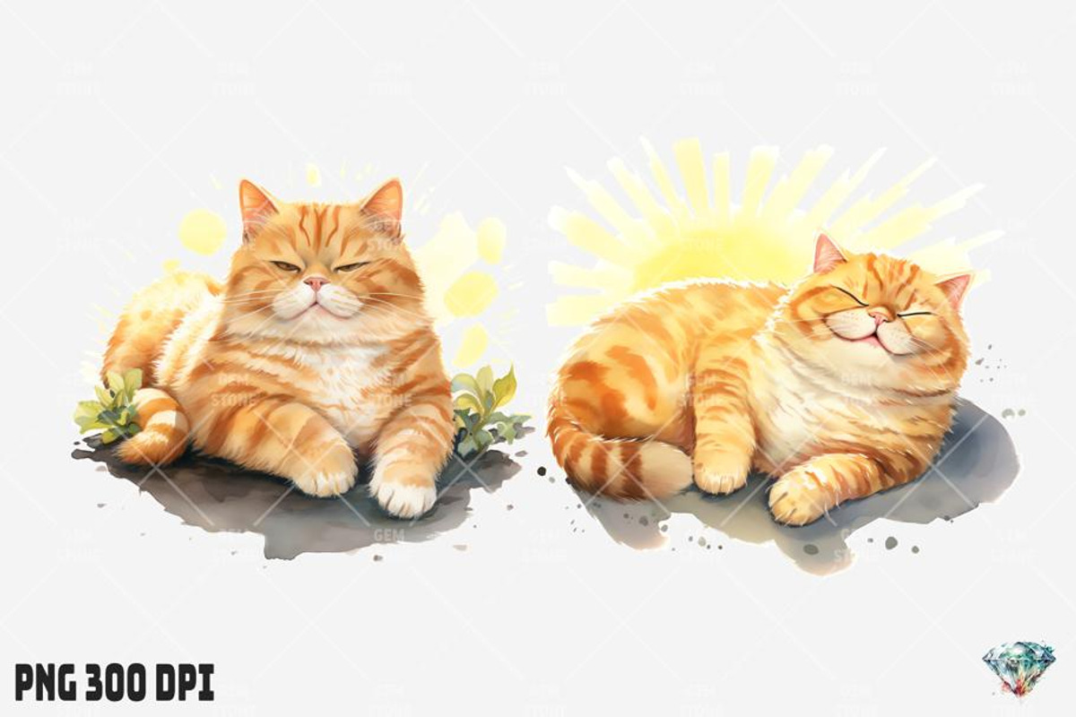 Summer Fat Cat Watercolor, an Illustration by Gemstone (Photo 7 of 12)