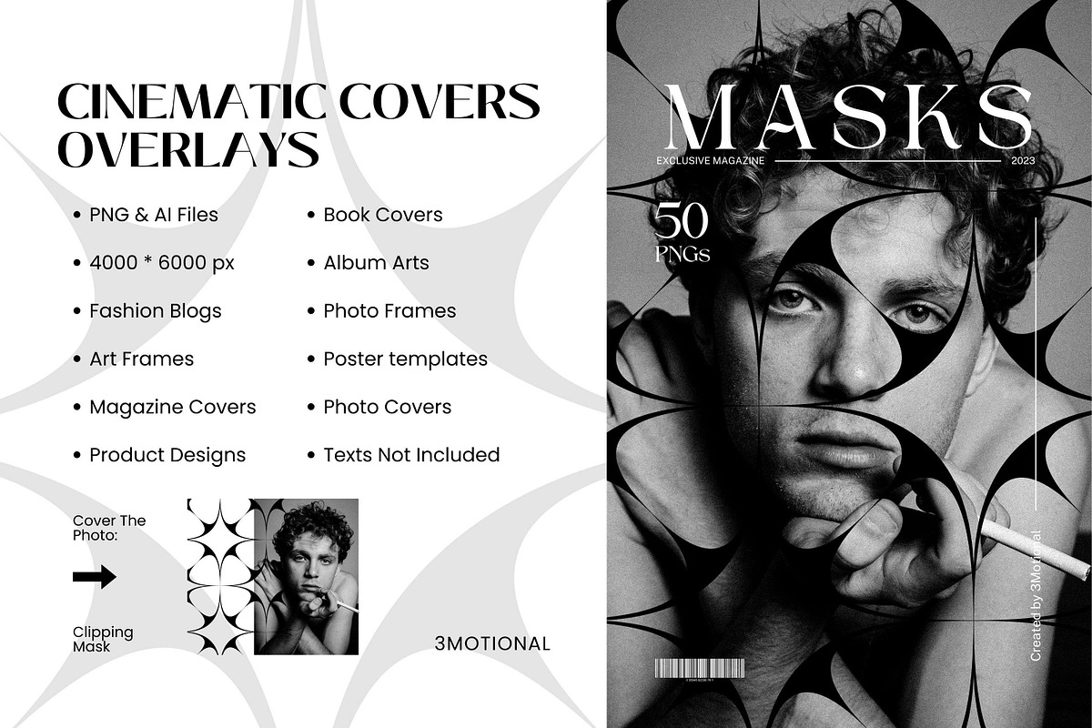 50 Cinematic Cover Overlay Clip mask, a Graphic by 3Motional (Photo 3 of 13)