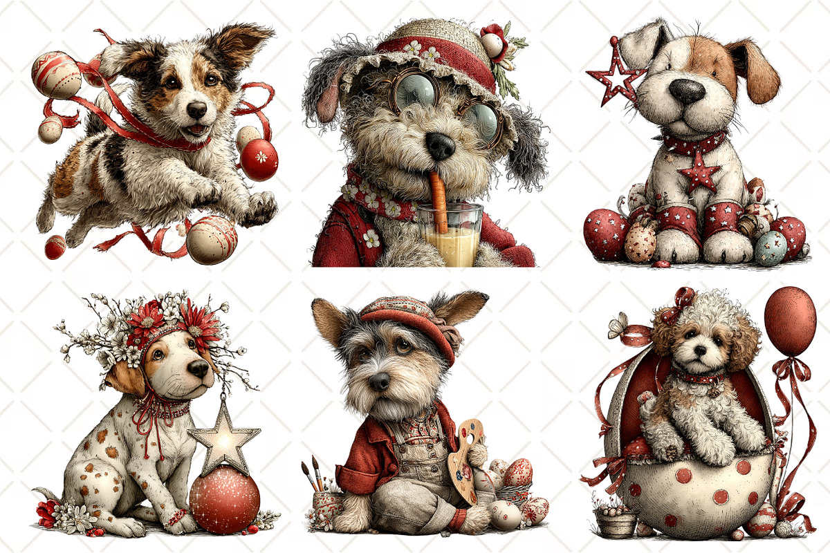 Whimsical Easter Dog Clipart, an Illustration by Black Bird Studio (Photo 6 of 6)