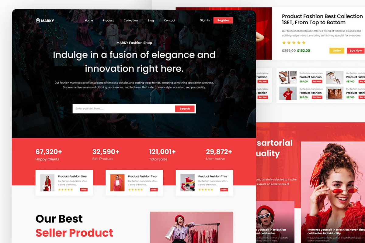 MARKY - Fashion Shop Landing Page, an UI Kit Template by ENATIVE (Photo 2 of 4)