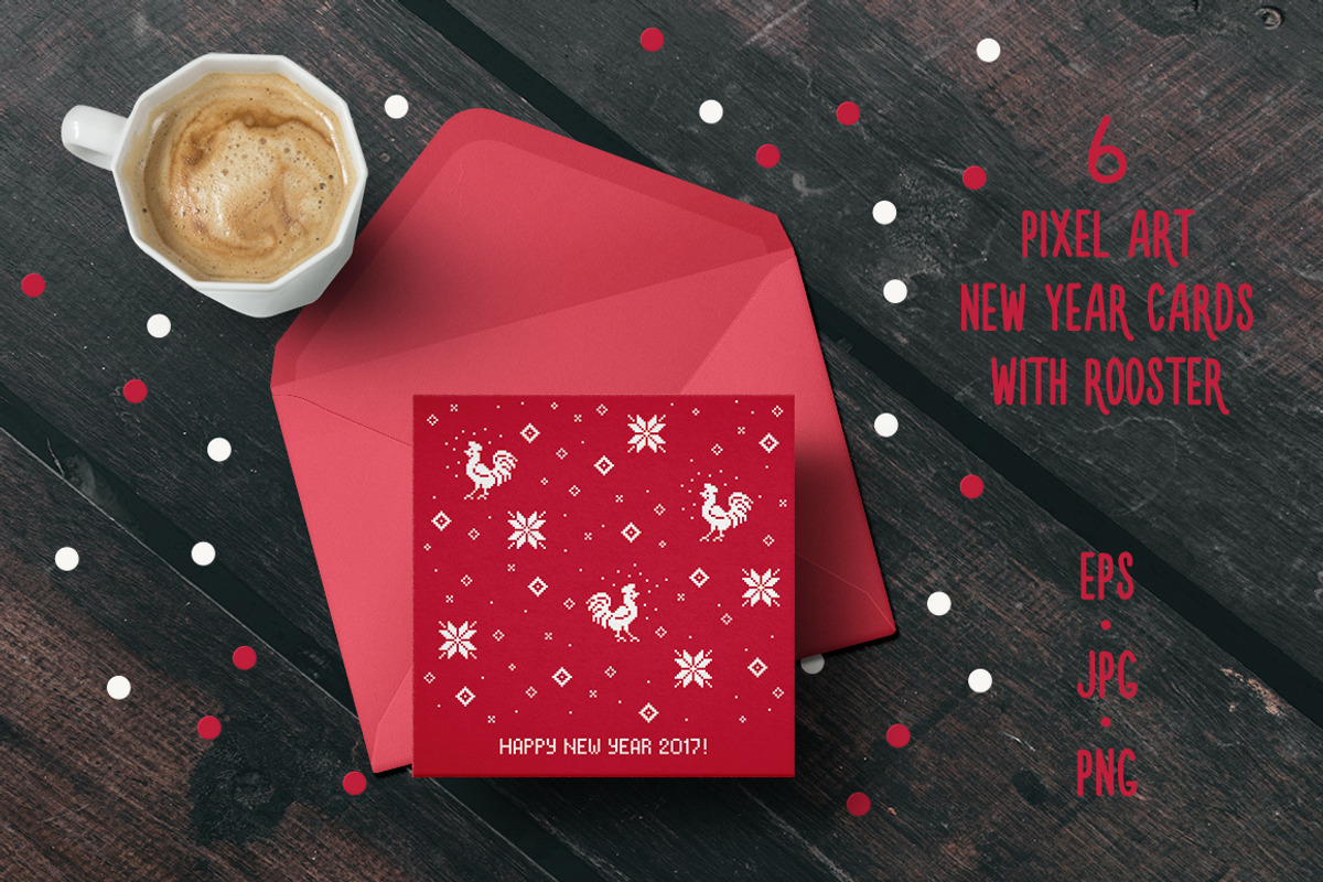 Set of Rooster New Year Cards, a Card Template by moibalkon (Photo 1 of 2)