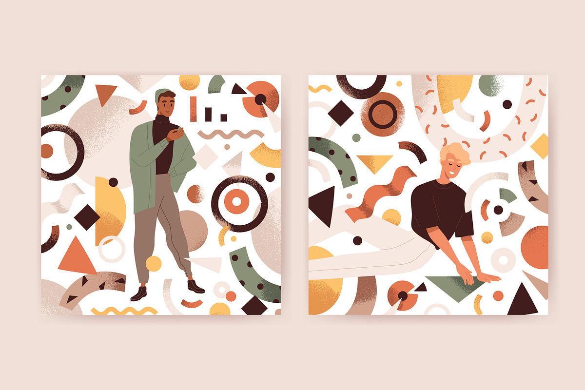 People with abstract shapes cards, a Person Illustration by Good Studio (Photo 3 of 4)