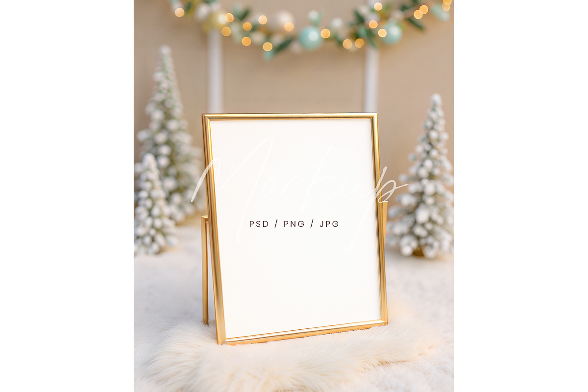 Christmas Gold Frame Sign Mockup, a Product Mockup by TatiMockup (Photo 1 of 3)