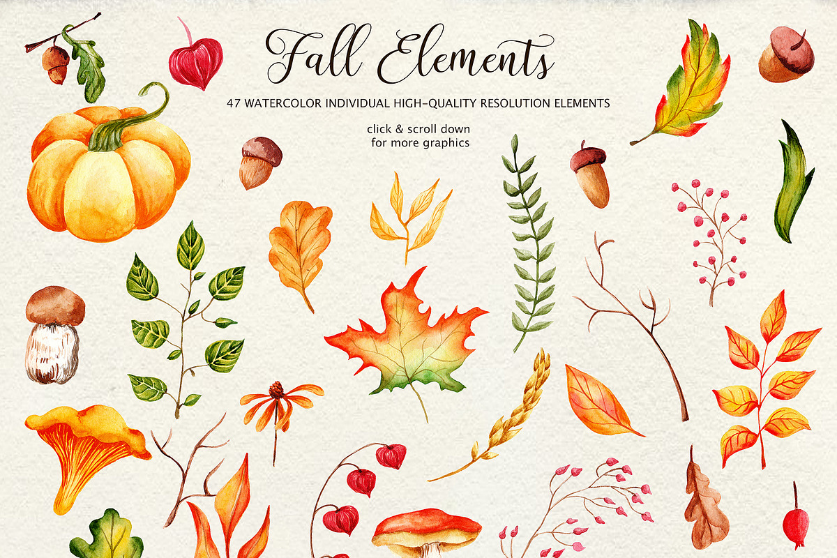 Fall in Love - Watercolor clipart, a Decorative Illustration by Astarte_design (Photo 2 of 12)