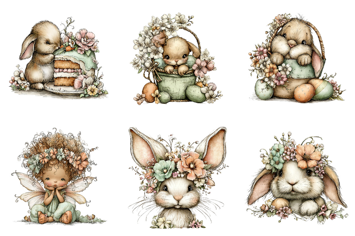 Whimsical easter clipart - Spring, an Illustration by SinaCreation (Photo 4 of 11)