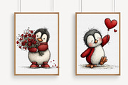 Whimsical Valentine Penguin Clipart, an Illustration by Libby Wishes (Thumbnail 3 of 6)