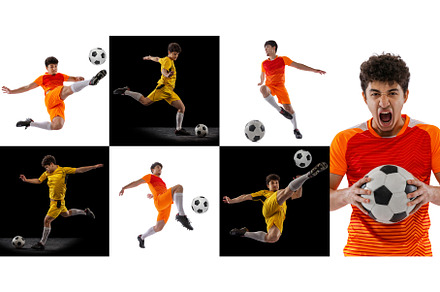 Collage with dynamic portraits of