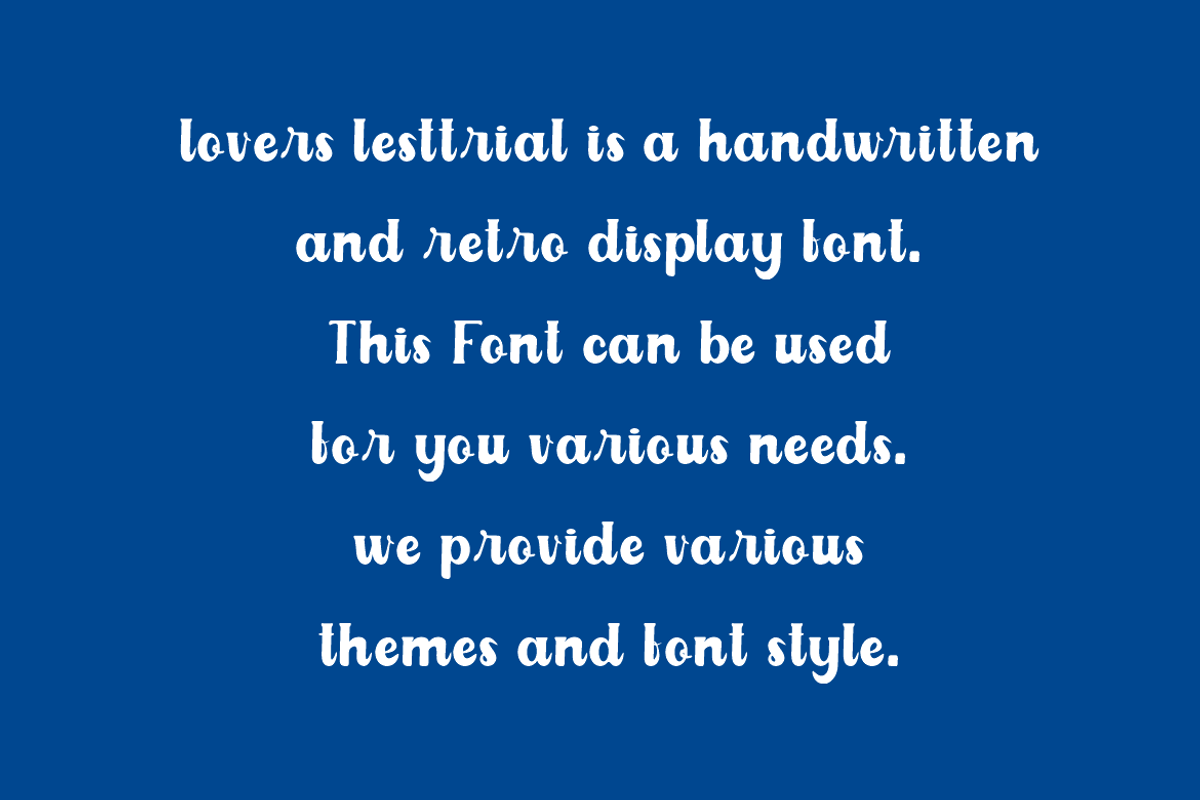 Lovers Lesttrial - Handwritten Font, a Handwritten Font by Iqsiart Studio (Photo 4 of 7)