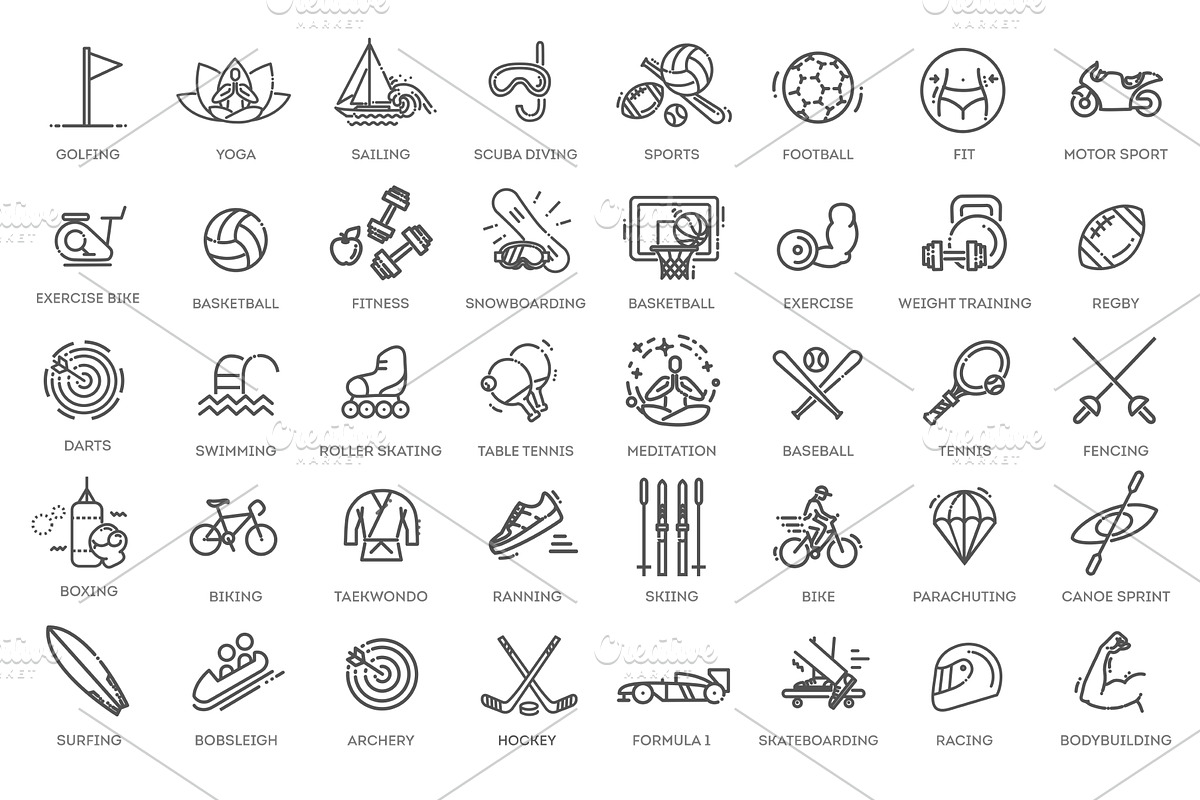 Web Set of Fitness Icons, an Object Illustration by Tettygreen (Photo 1 of 3)