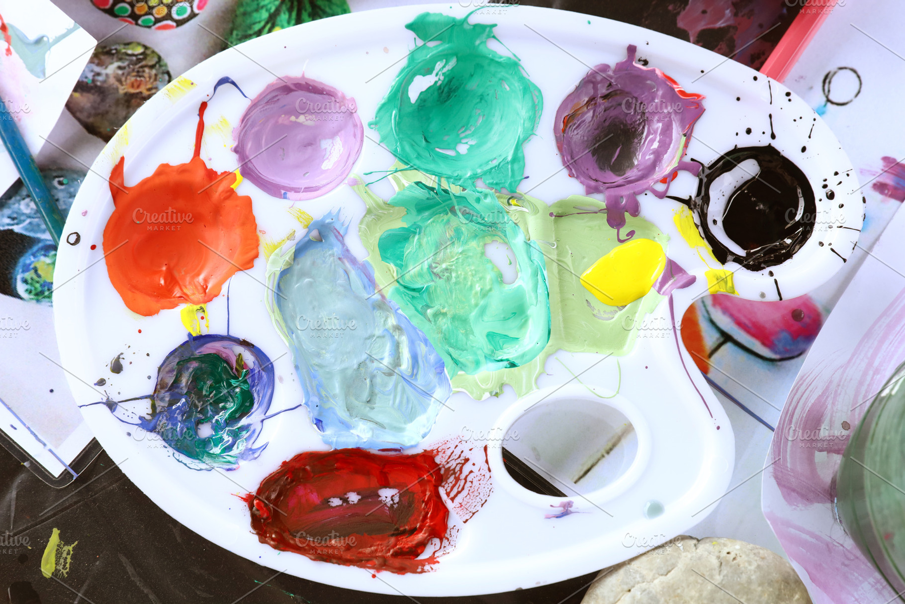 Dirty grunge paint palette, an Abstract Photo by Smith Chetanachan