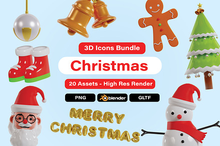3d Christmas icon elements, an Object 3D Model by Guavanaboy