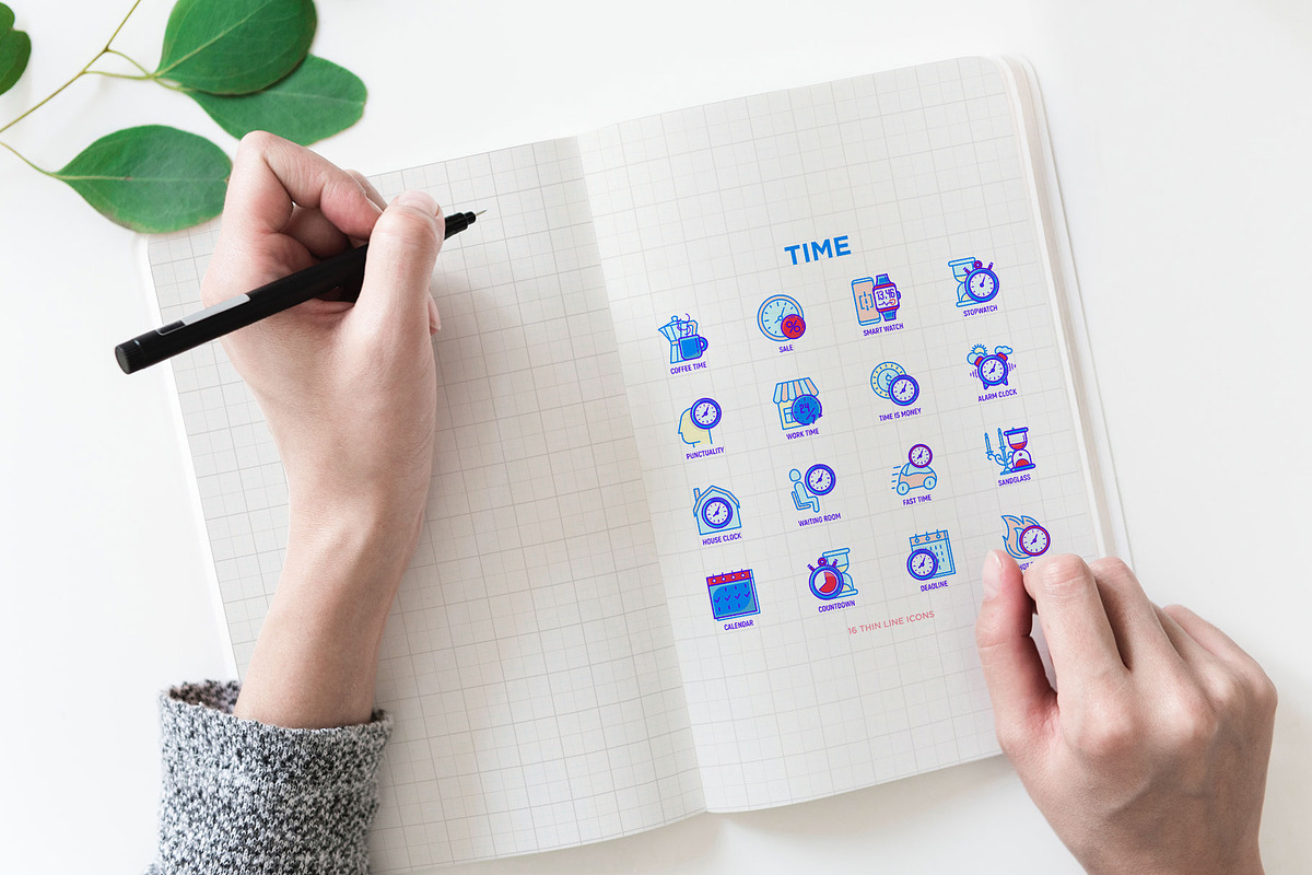 Time | 16 Thin Line Icons Set, an Outline Icon by Alex Blogoodf (Photo 4 of 11)
