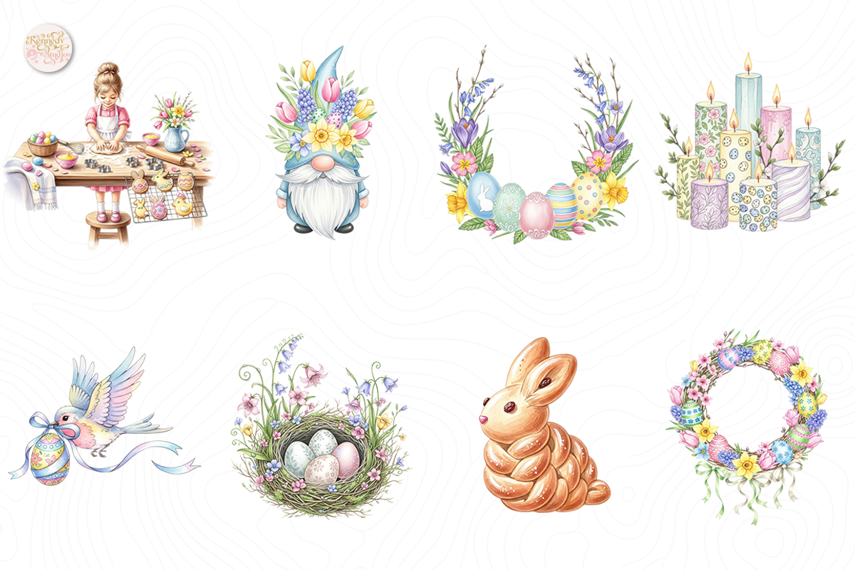 Watercolor Easter Bunny PNG Clipart., an Object Illustration by KennedyStudio (Photo 2 of 5)
