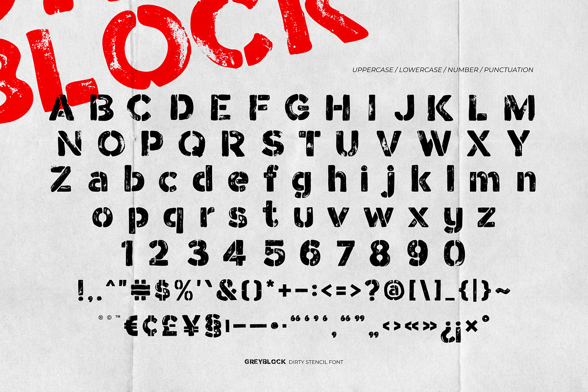 Greyblock - Dirty Stencil Font, a Symbol Font by ikiiko (Photo 6 of 7)