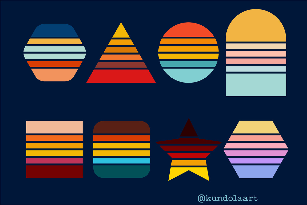 Retro sunset. SVG, PNG, a Shape Add-On by KundolaArt (Photo 7 of 9)