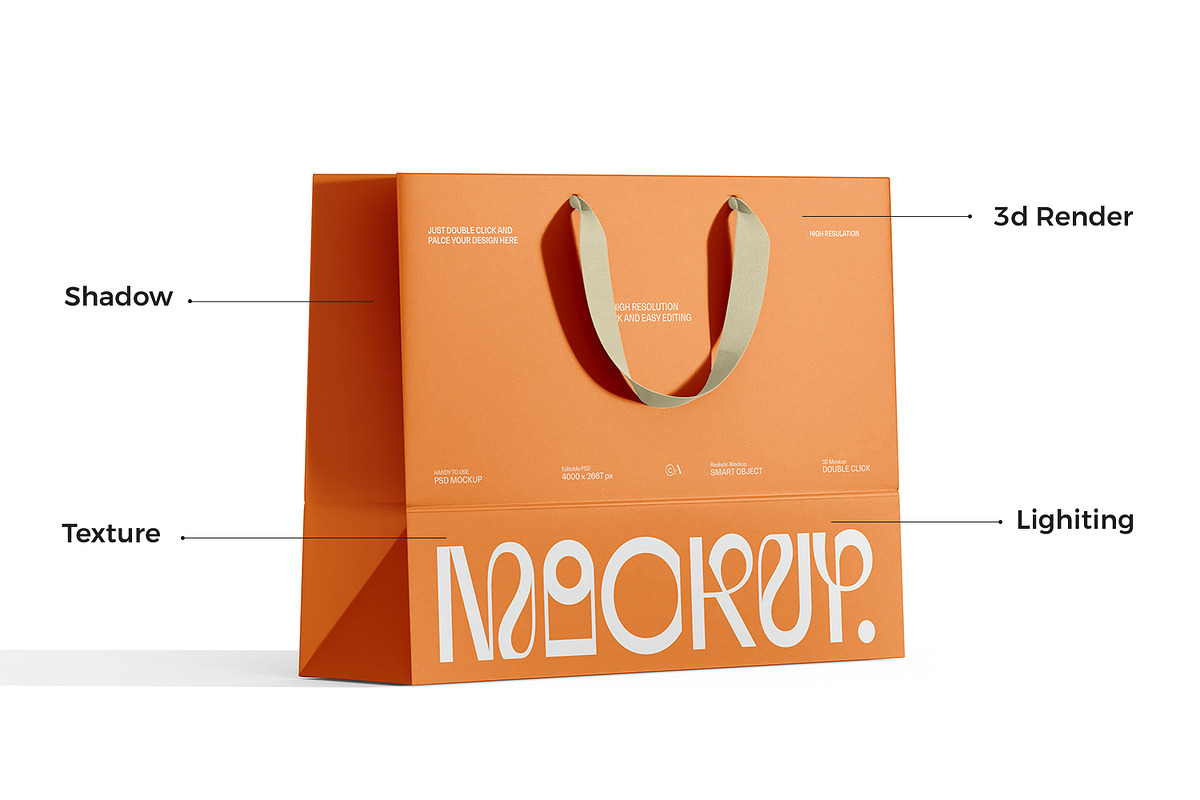 Euro Paper Tote Shopping Bag Mockup, a Packaging Mockup by RamStudio2 (Photo 8 of 16)