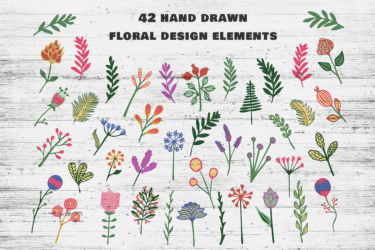 Hand drawn Floral Clipart Collection, a Background Graphic by IRSYART (Photo 5 of 18)