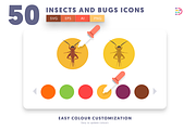 50 Insects and Bugs Icons, an Outline Icon by Dighital (Thumbnail 8 of 10)
