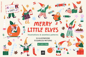 Merry Little Elves Collection, a Seasonal Illustration by avdnadi