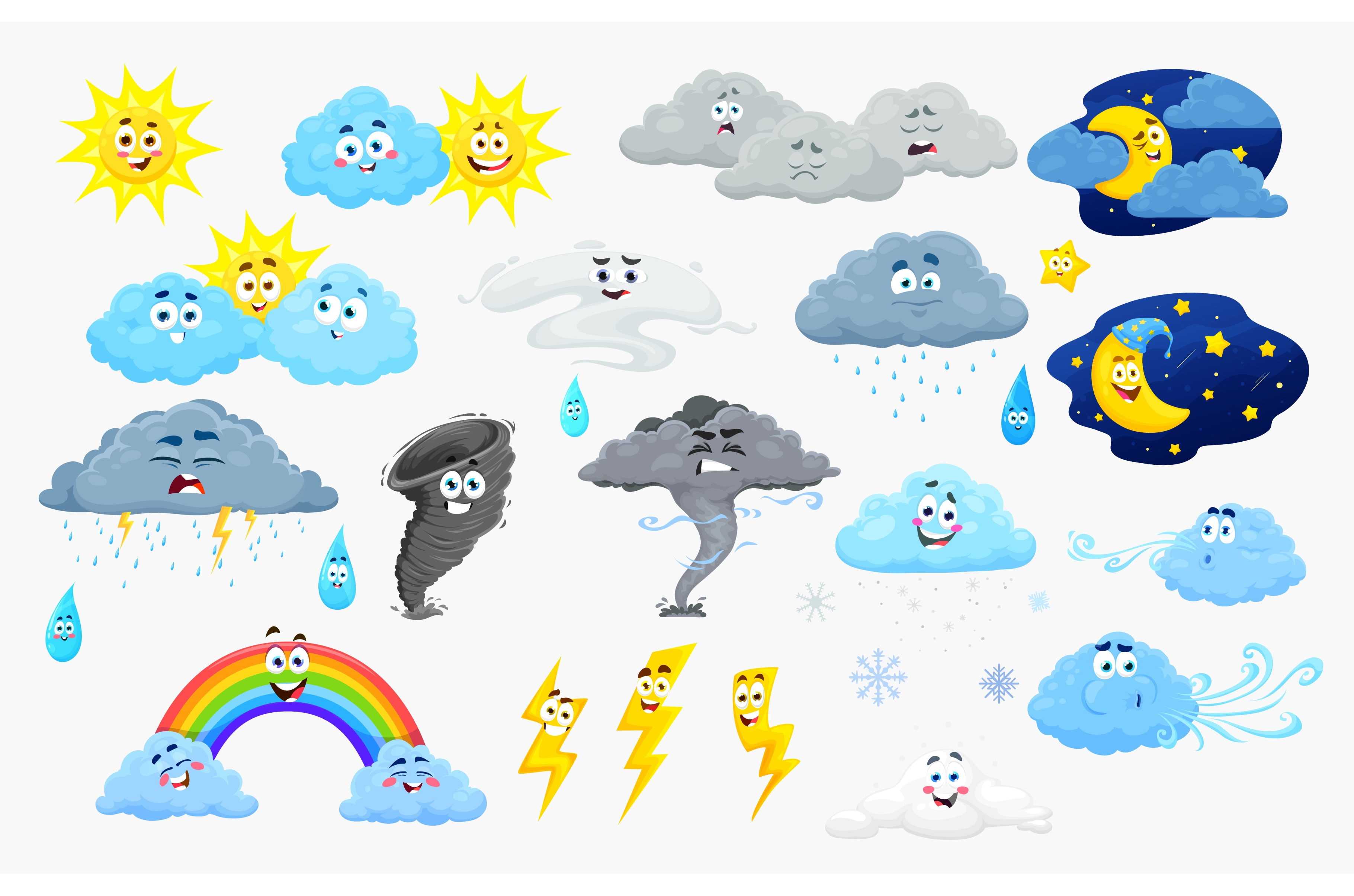 Cartoon weather characters, an Illustration by Vector Tradition
