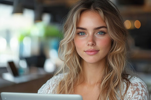Young woman with natural beauty work, a Photo by Tanuart