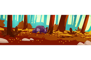Autumn forest landscape with skunk, an Illustration by art PVP - market