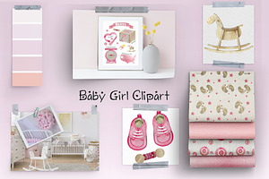 Watercolor Baby Girl Clipart