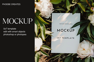 Peony Garden 5x7 Invitation Mockup, a Mockup by PhoebeCreates
