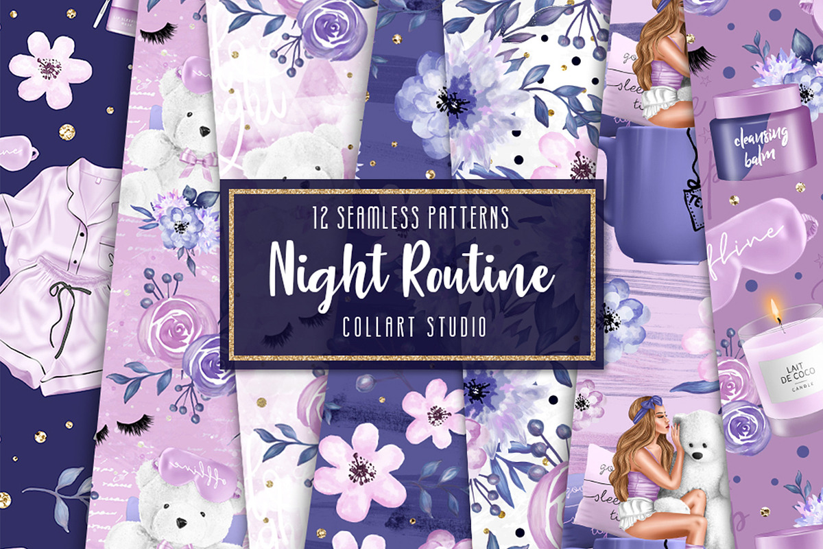 Bedtime digital paper, nightime, a Pattern Graphic by Collart Studio (Photo 1 of 7)