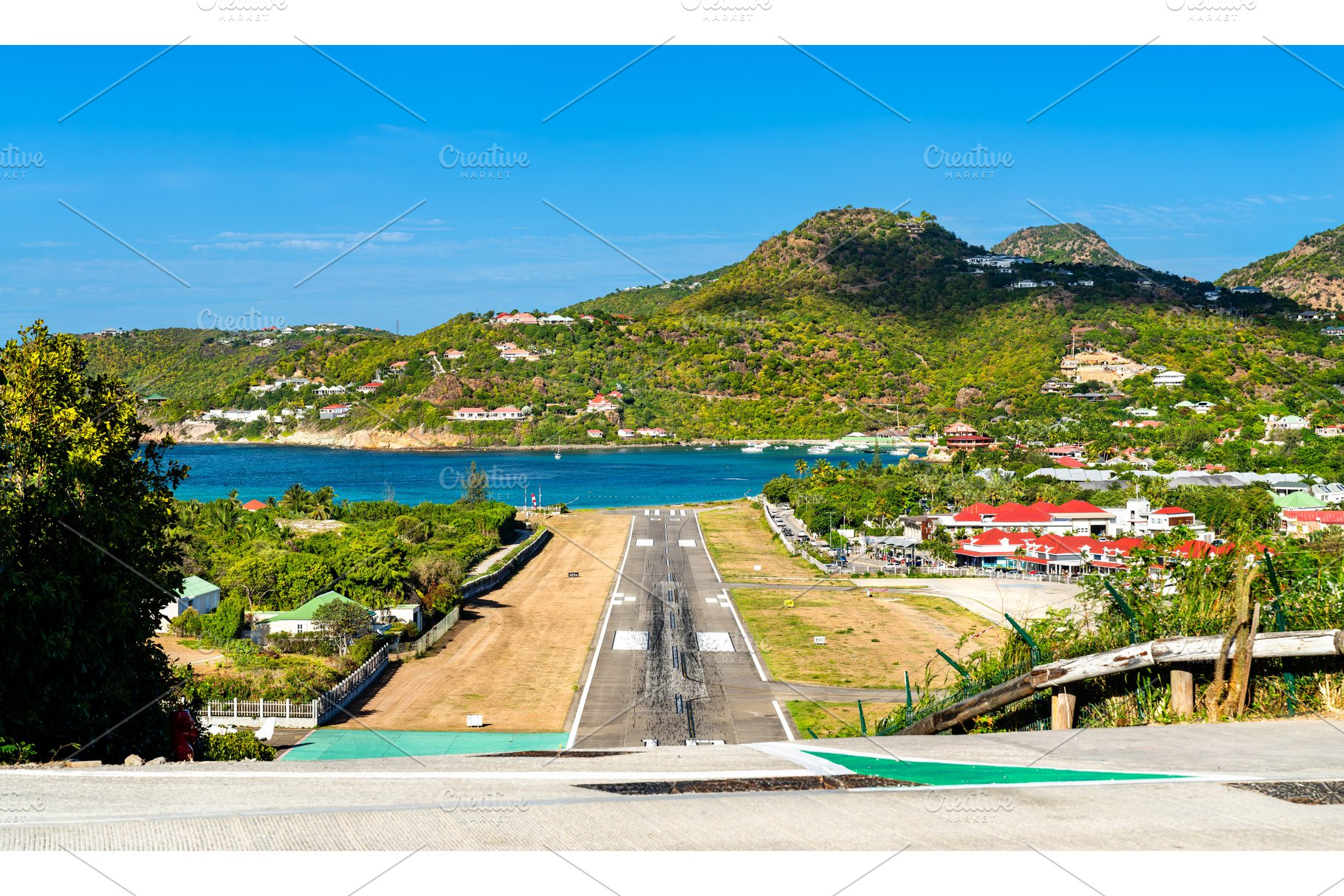 The short runway of Gustaf III Airport in Saint Barthelemy, a Transportation Photo by Leonid Andronov