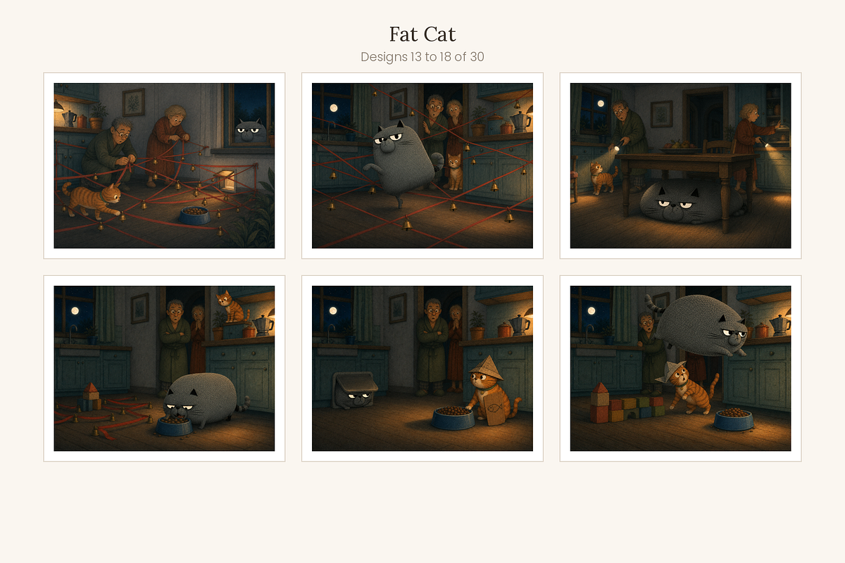 Fat Cat Illustrations, Set 30, an Animal Illustration by LanternkinStudio (Photo 8 of 14)