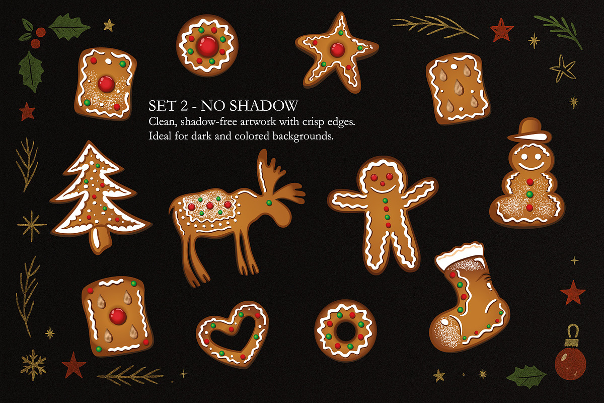 Gingerbread Christmas Clipart Set, a Seasonal Illustration by Christine Krahl (Photo 5 of 8)