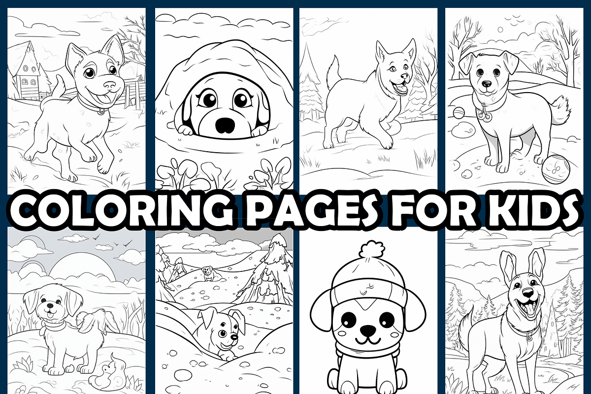 Dog Park in Winter Coloring Pages, an Animal Illustration by maggiesar (Photo 3 of 4)
