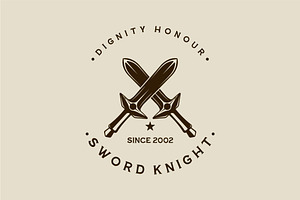 cross sword logo vintage vector, a Branding & Logo Template by zyxroun shop