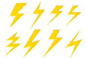 Yellow pixel lightning bolt set, a Decorative Illustration by Tati_Kli (Thumbnail 1 of 3)