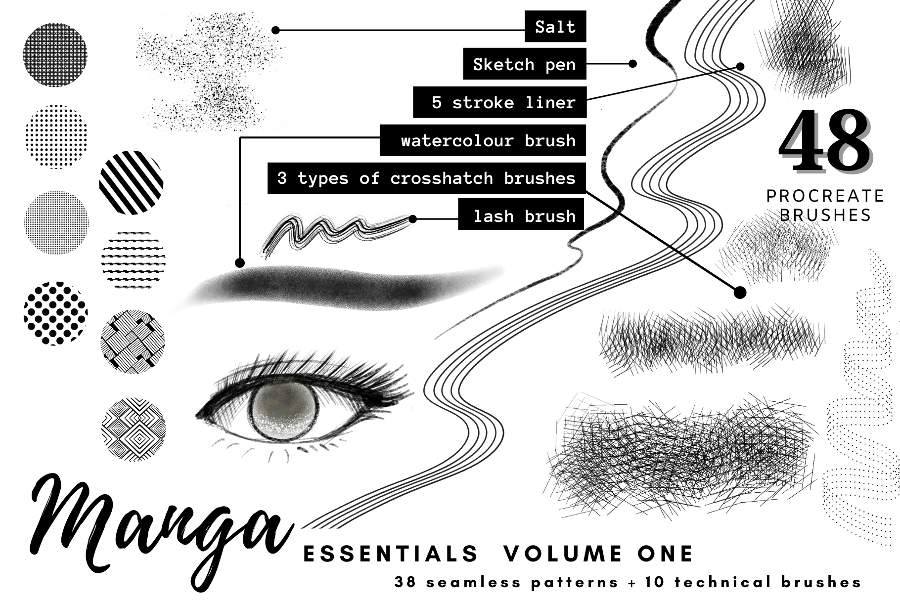 Procreate Manga Essential Brushes, a Brush Add-On by Artbykimmyw