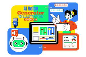 10 AI Voice Generator Illustration, a Technology Illustration by denayunebgt