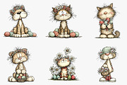 Whimsical easter cats clipart, an Illustration by CreationArt (Thumbnail 6 of 7)