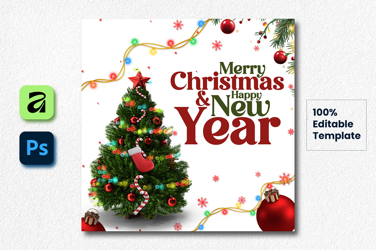 Merry Christmas New Year Post, a Social Media Template by creative-mint (Photo 1 of 2)