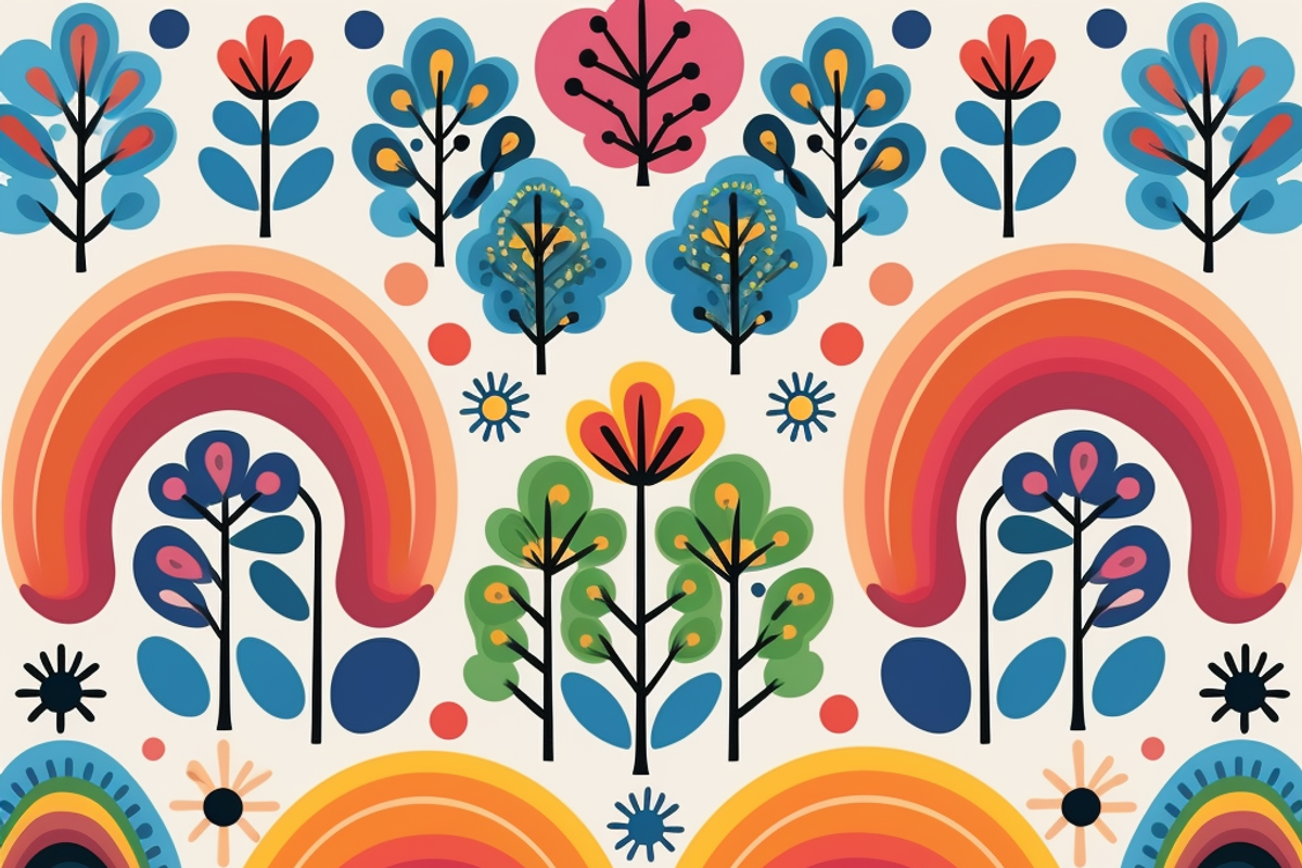 Folk Art Rainbow, a Background Graphic by Printable Treasure (Photo 4 of 6)
