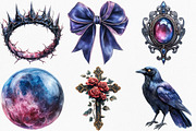 Watercolor Gothic Reverie Clipart, an Illustration by Canvas Craft (Thumbnail 2 of 7)