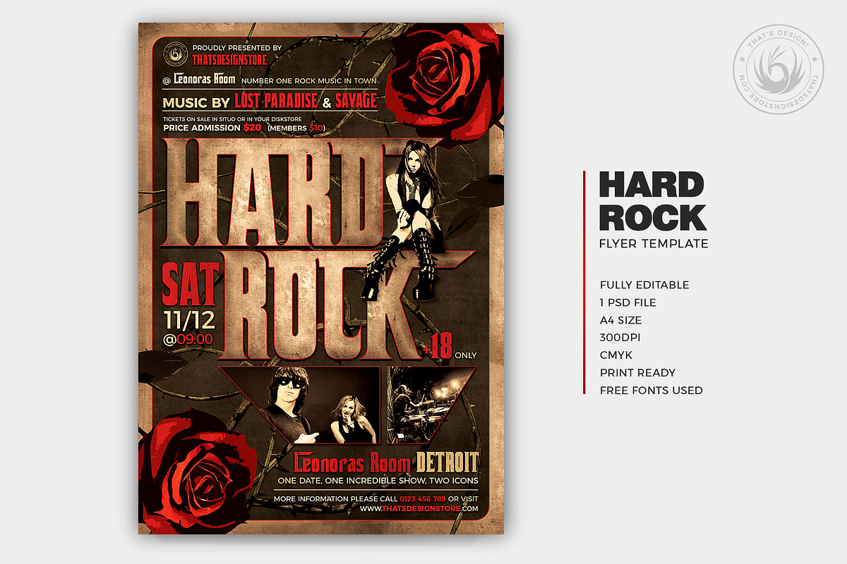 Hard Rock Flyer Template V1, a Flyer Template by ThatsDesignArt (Photo 2 of 7)