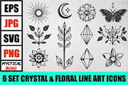Mystic Boho Crystal & Nature Icons, an Illustration by Designer_Momina (Thumbnail 1 of 7)