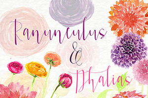 Watercolor Clip Art - Flowers