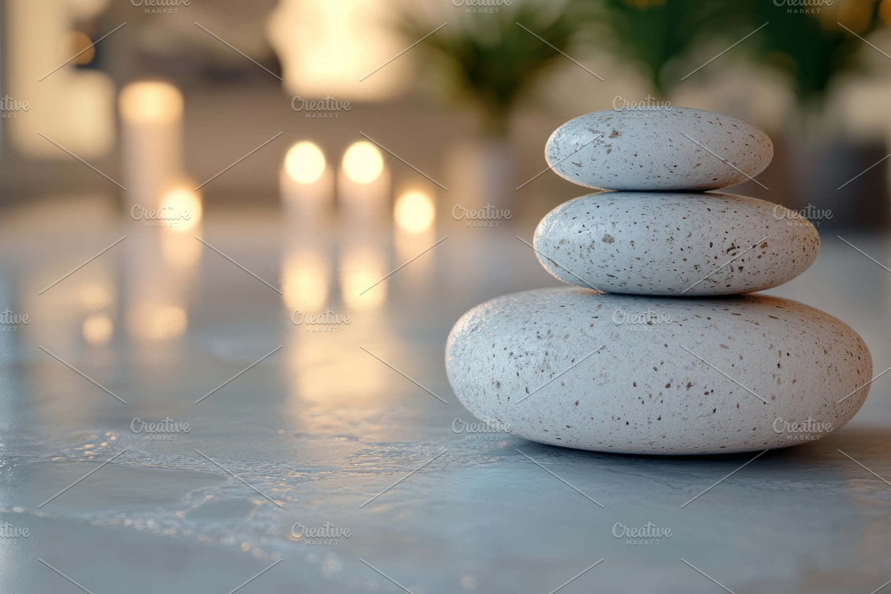 Tranquil stacked stones on a smooth surface, creating a serene spa ambiance wit, a Background Photo by ImageMir