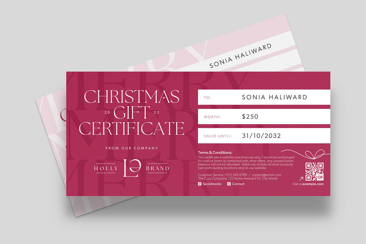 Christmas Gift Certificate Template, a Stationery Template by BrandPacks (Photo 4 of 5)