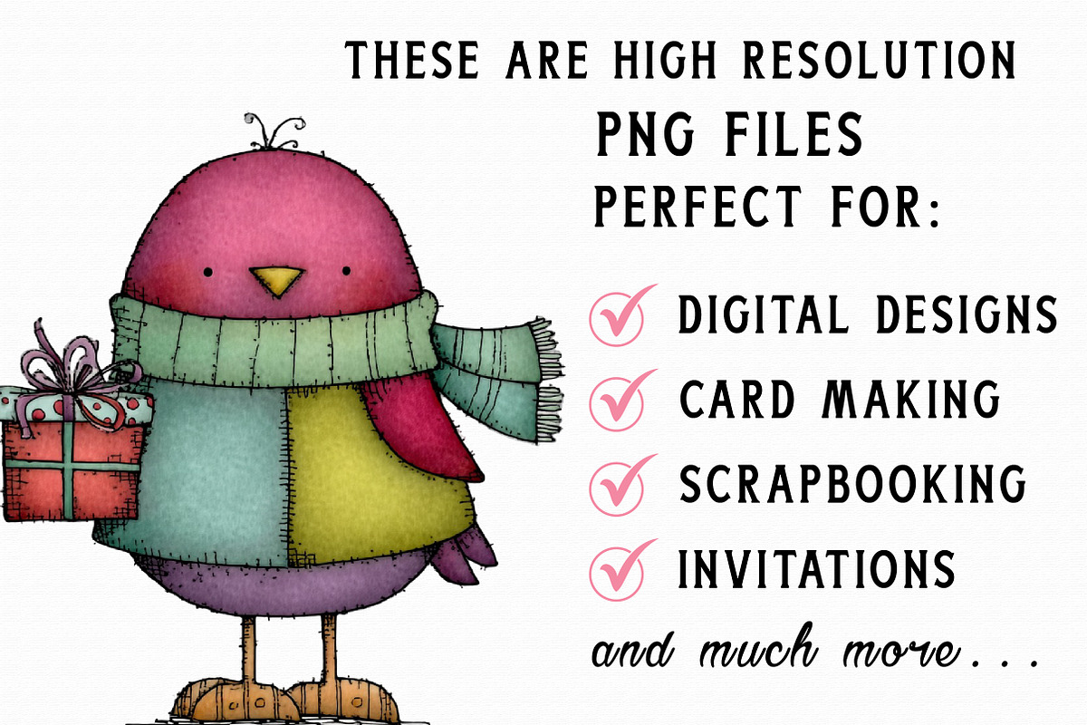 Whimsical Winter Bird Clipart, an Illustration by Libby Wishes (Photo 5 of 7)